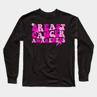 Groovy Style Breast Cancer Awareness Month Long Sleeve T-Shirt